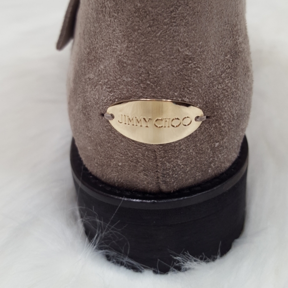 Jimmy Choo Youth Pearls Buckle Booties Taupe Sz 7 - Picture 5 of 10